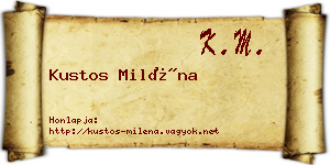 Kustos Miléna névjegykártya